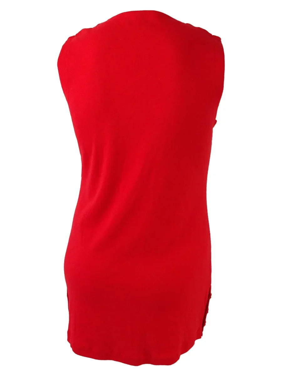 Lauren Ralph Lauren Women's Sleeveless Cotton Cover-Up (Red Orange, S)