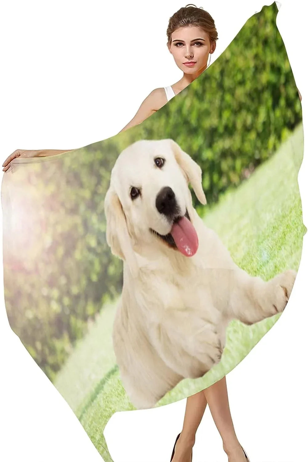Hyjoy Golden Retriever Looking Outdoors Long Silk Neck Scarf Lightweight Shawl Wrap Scarves for Women Girls