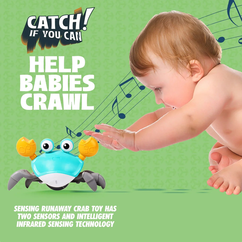 Boxgear Crawling Crab Baby Toy – Tummy Time Toys for Babies – Cute Interactive Baby Toys with Light and Music Functions – Crawling Baby Toy for Sensory Development, Learning