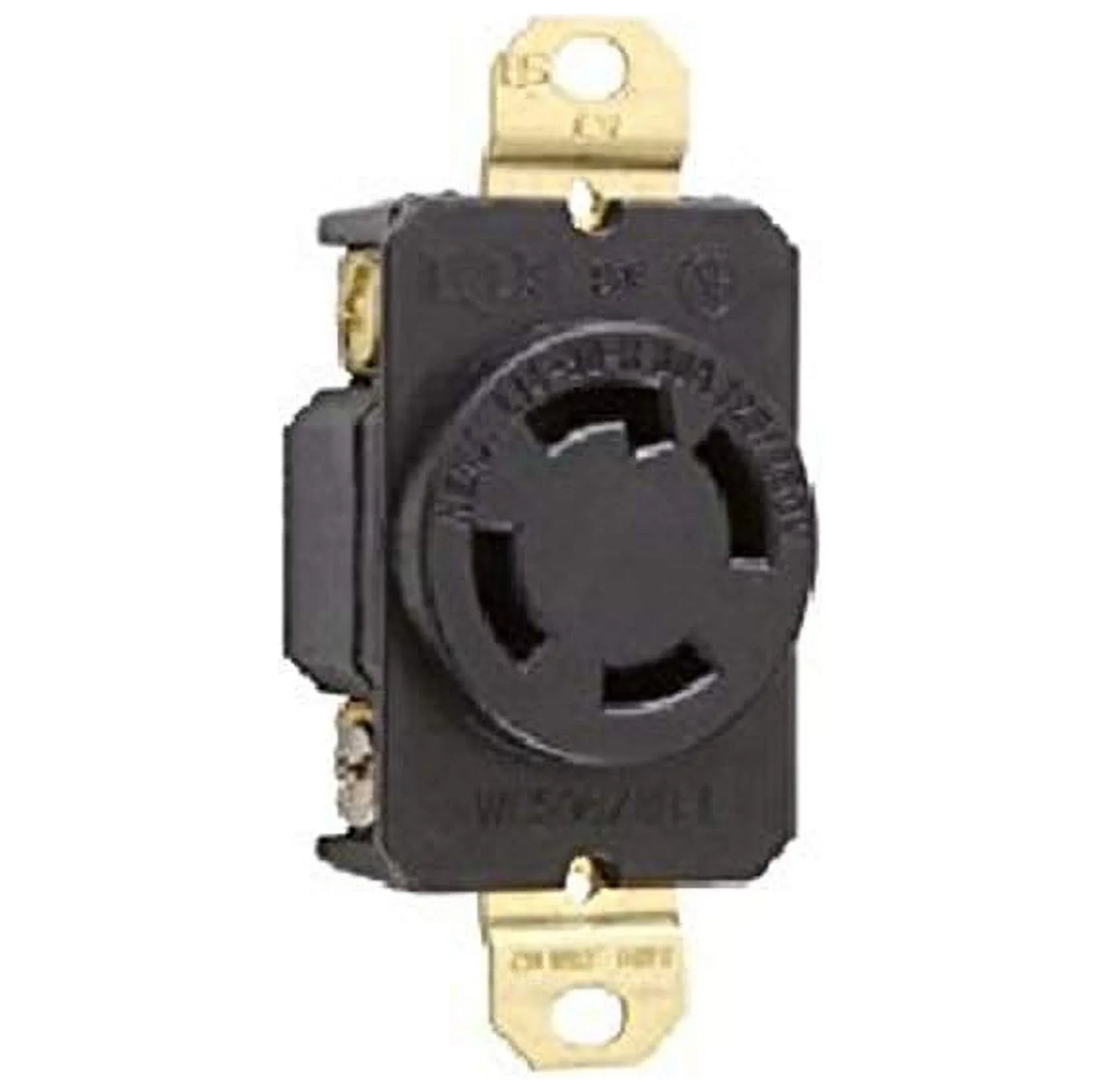 Industrial Specification Grade Flush Mount Single Receptle 30 Amp 125/250 Volt 3-Phase NEMA L14-30R Blk Turnlok