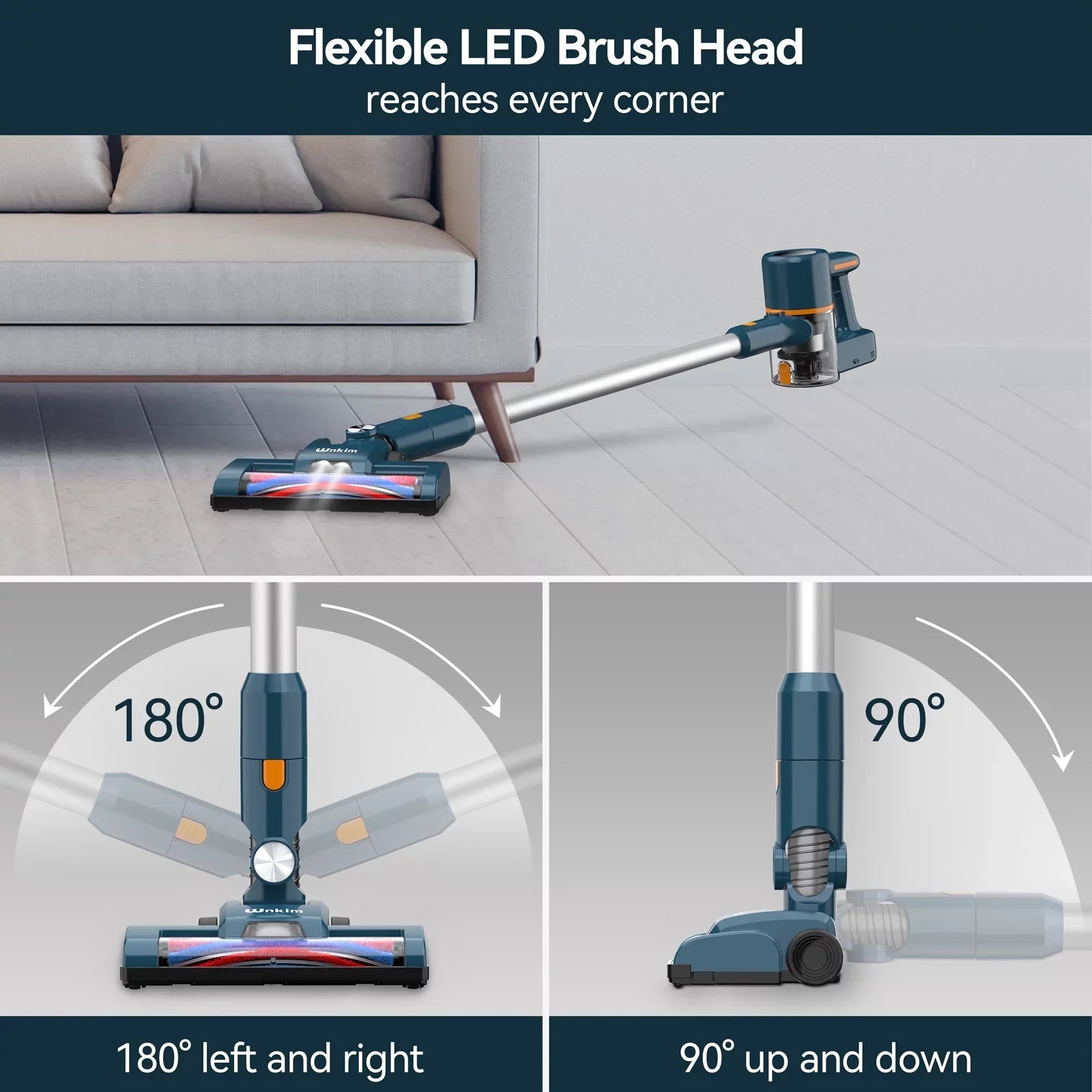 Wnkim Cordless Vacuum Cleaner, 6-in-1 Stick Vacuum with 2200 mAh Battery, Powerful Lightweight Vacuum Cleaner up to 35 Mins Runtime, for Home Hard Floor Carpet Pet Hair, M5