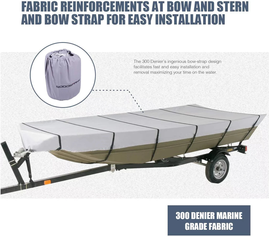 Goodsmann Jon Boat Covers Silvery Gray Water Resistant Trailerable 9921-0152-21( A, 12' L, 56"W )