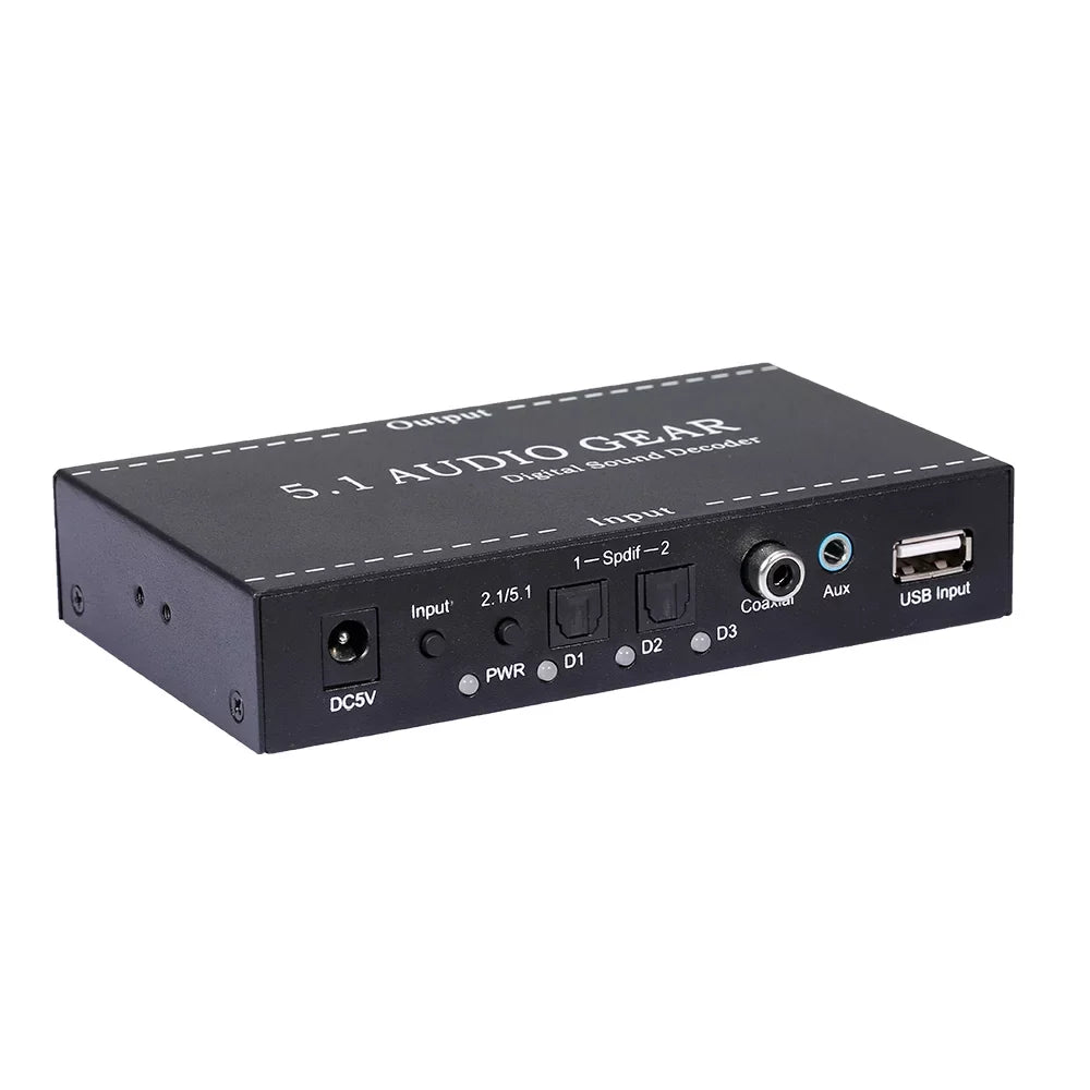 Anself NK-A6L 5.1 Audio Gear Digital Sound Decoder Audio Converter 3.5mm Audio Output Replacement for Dolby Digital AC-3 Plug