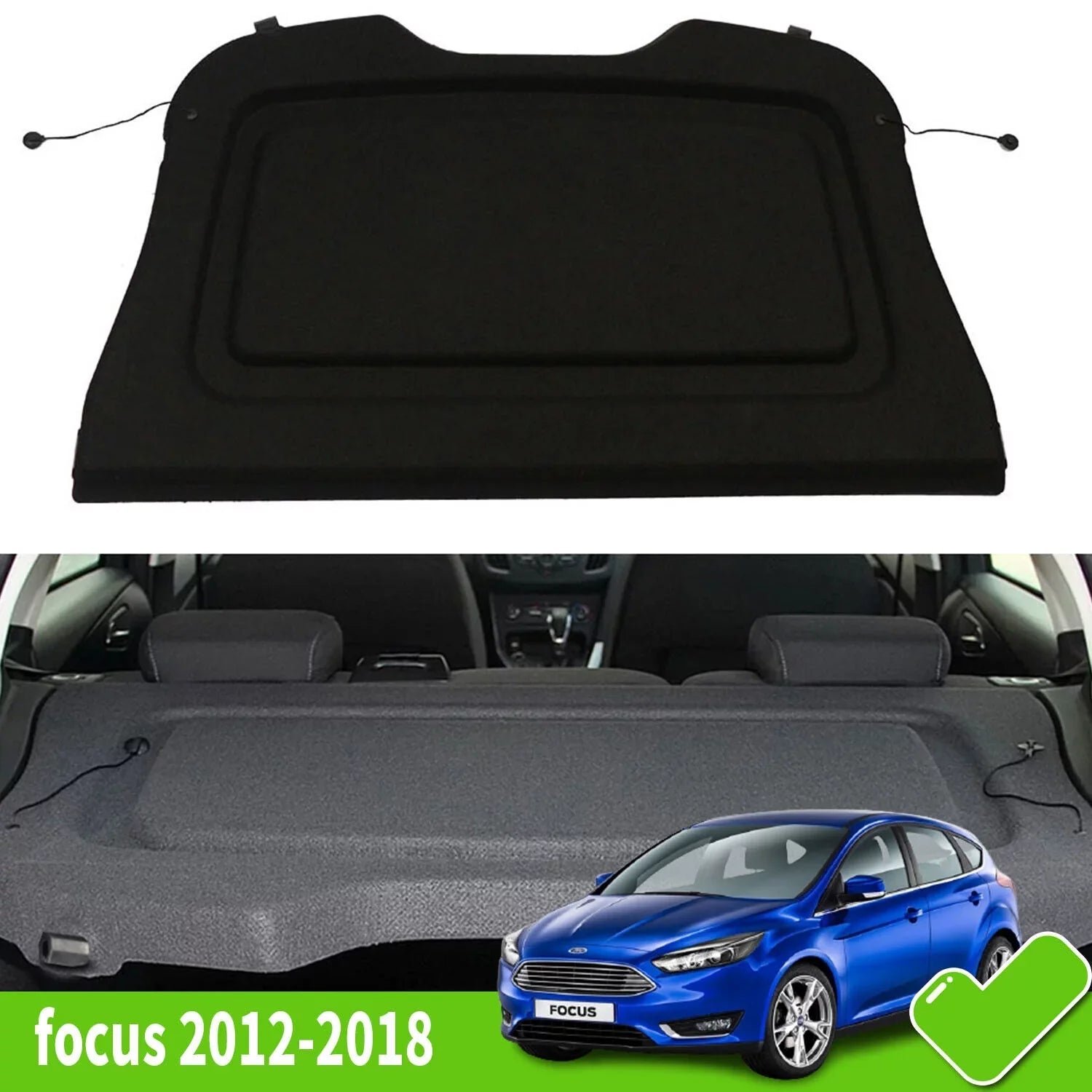 Fit Ford Focus 2012 2013 2014 2015 2016 2017 2018 Cargo Cover for Ford Focus 2012-2018 Hatchback Sedan Accessory Black Non-retractable Rear Trunk Parcle Shelf Board Shield Cover