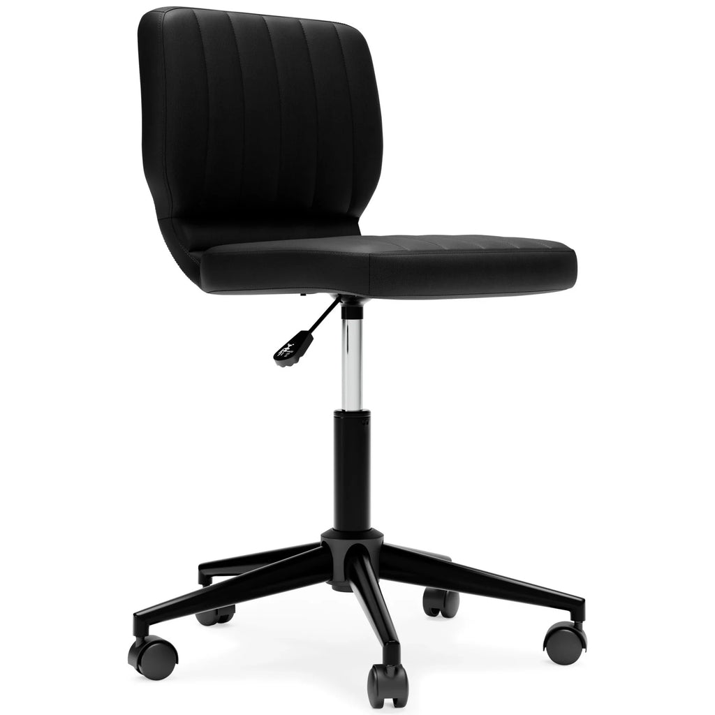 Sara 18 Inch Modern Swivel Office Chair, Faux Leather, Chanel Tufted, Black