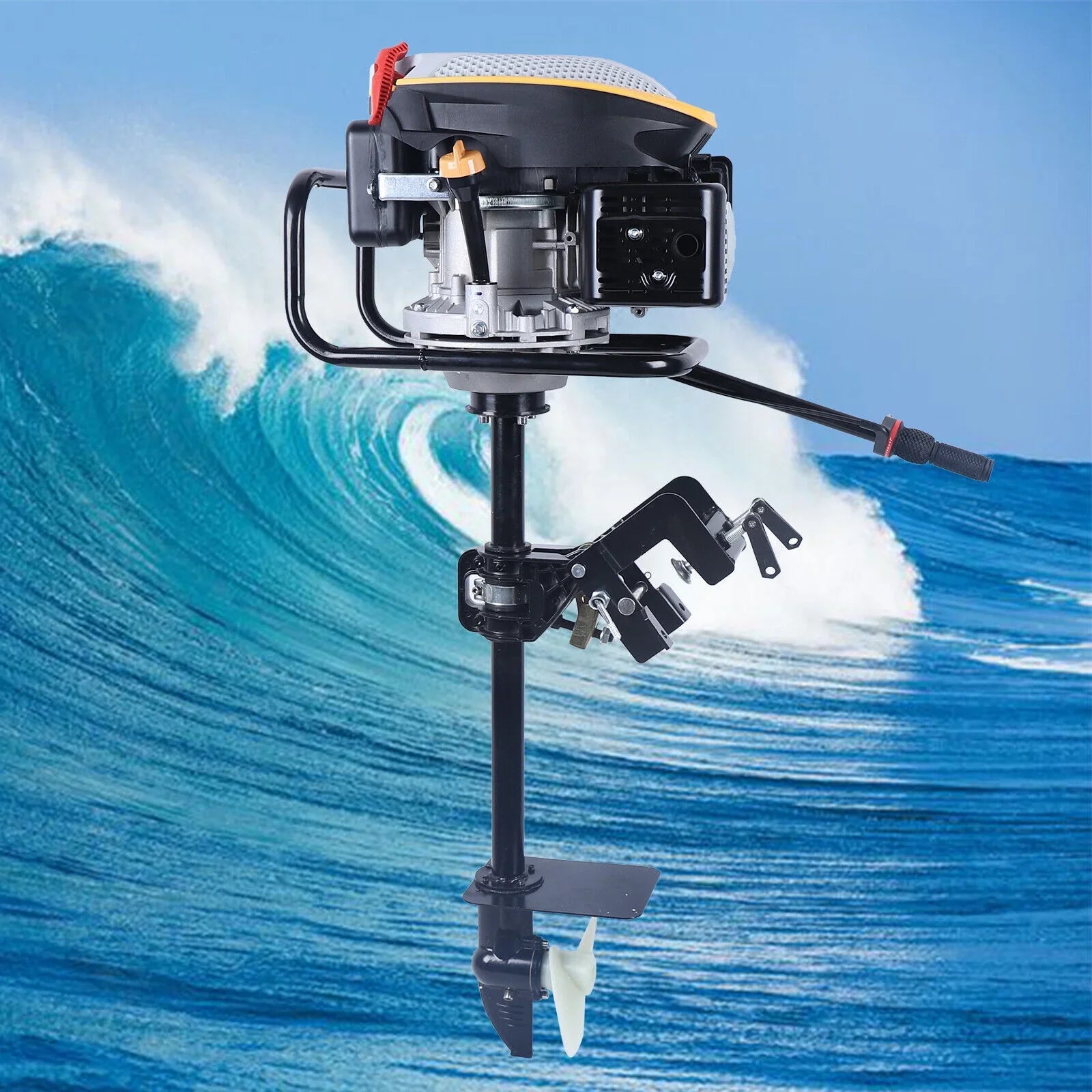 Miumaeov 4 Stroke 9 HP Outboard Motor 225 CC Fishing Boat Engine Air Cooling Single Cylinder Heavy Duty Boat Engine Marine Engine with TAS Ignition System 3600 r/min