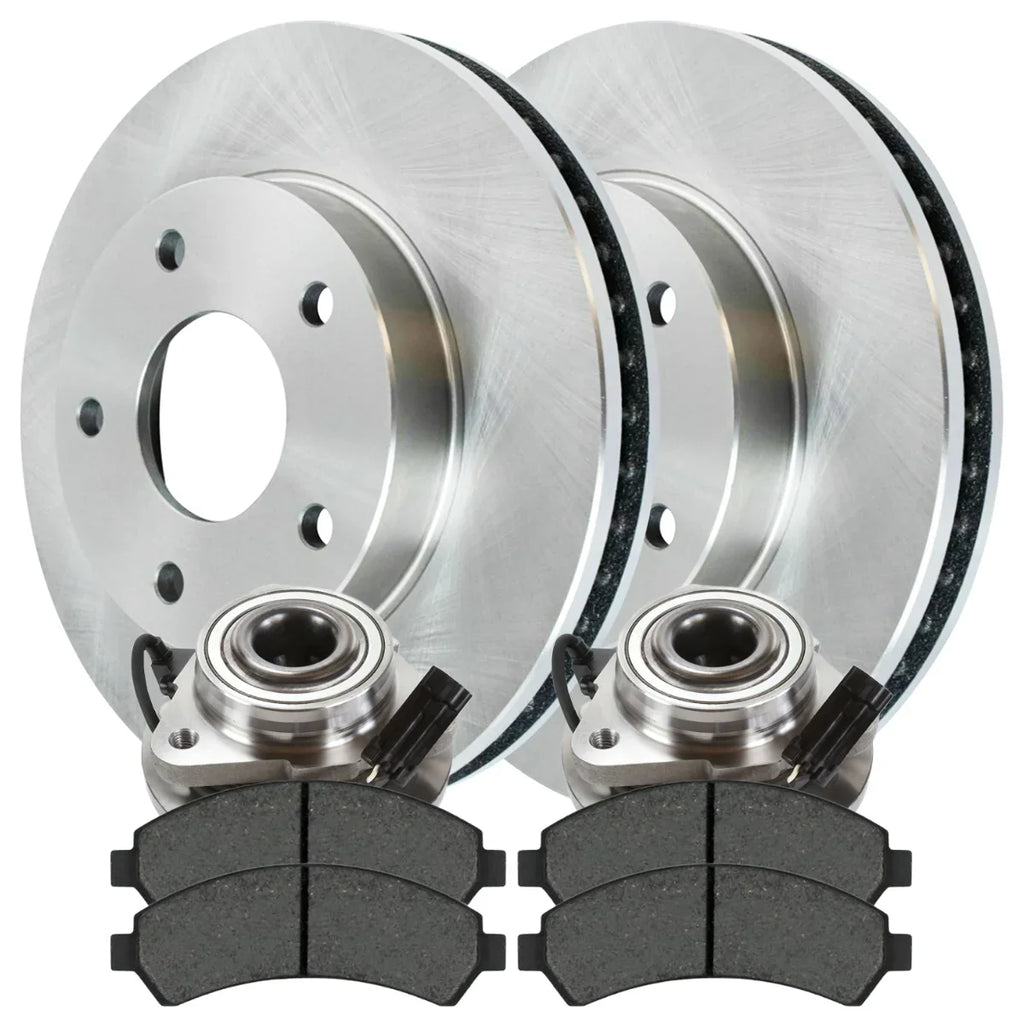 AutoShack Front Wheel Bearing Hub Assembly Brake Rotors Ceramic Pads Kit Driver and Passenger Side Replacement for 1998-2005 Chevrolet Blazer 1998 1999 2000 2001 2002 2003 2004 GMC Jimmy 4.3L V6 RWD