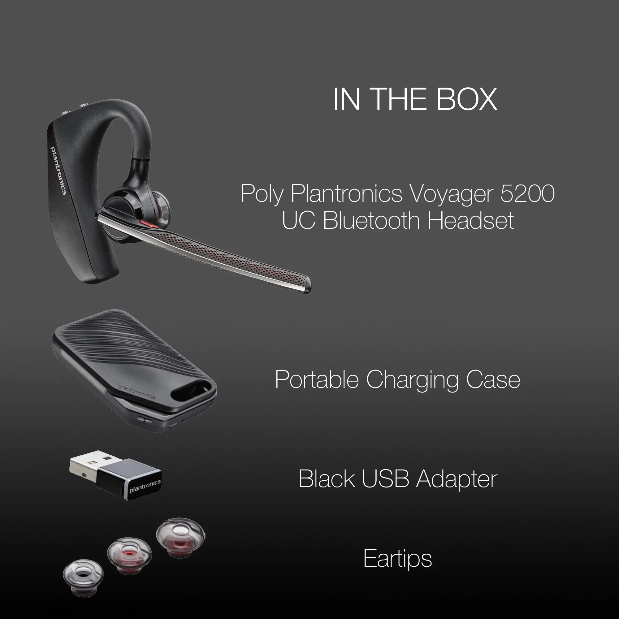 Plantronics Voyager 5200-UC Bluetooth Headset - 206110-01 - Compatible with Smartphones, PC, MaC, Softphones, Tablets