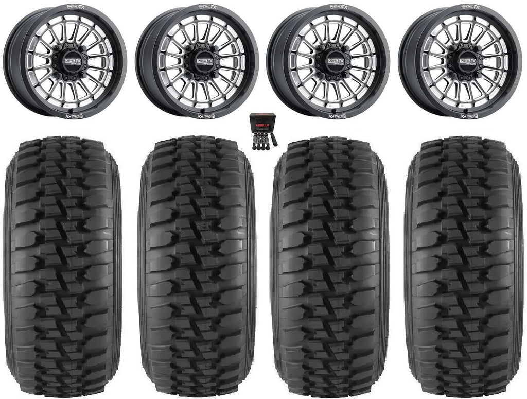MetalFX Delta Contrast Cut 15" Wheels Bk 30" Desert Series Tires Can-Am Maverick X3 / Honda Pioneer 1000 / Talon