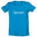GEEK TEEZ Sips Tea Original Artwork Inspired by Kermit Meme Women's T-shirt Turquoise XX-Large