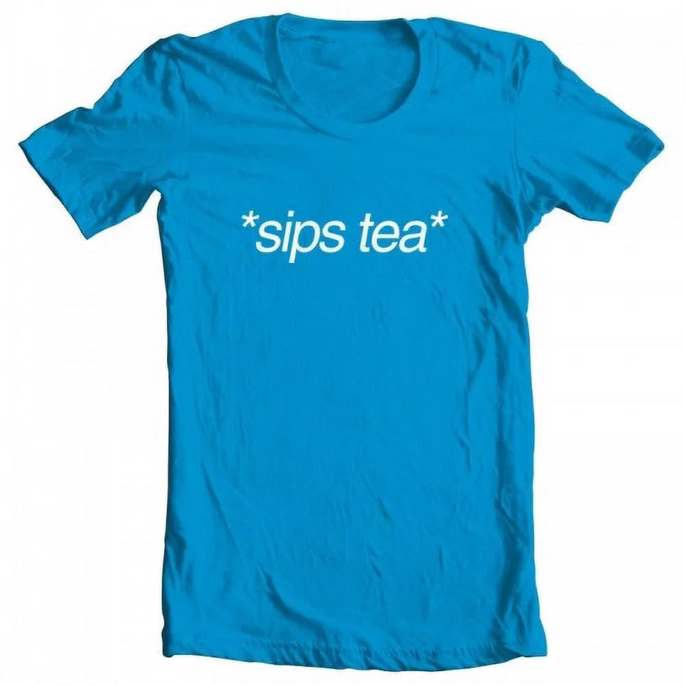 GEEK TEEZ Sips Tea Original Artwork Inspired by Kermit Meme Women's T-shirt Turquoise XX-Large