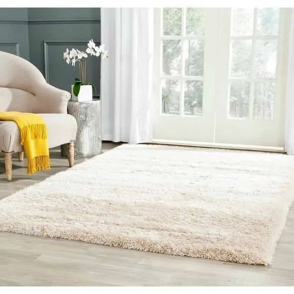SAFAVIEH Charlotte Solid Plush Shag Area Rug, Ivory, 8' x 10'