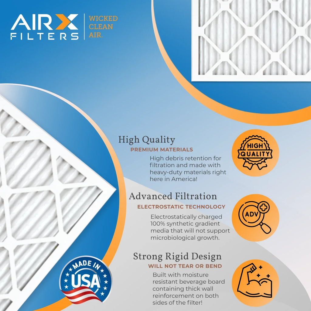 14x24x1 Air Filter MERV 11 Rating, 12 Pack of Furnace Filters Comparable to MPR 1000, MPR 1200 & FPR 7 - Made in USA by AIRX FILTERS WICKED CLEAN AIR.