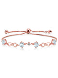 Gem Stone King 925 Sterling Silver Sky Blue Aquamarine and White Diamond Tennis Bracelet For Women (2.07 Cttw, Round 5MM, Gemstone Birthstone, Fully Adjustable Up to 9 inch)