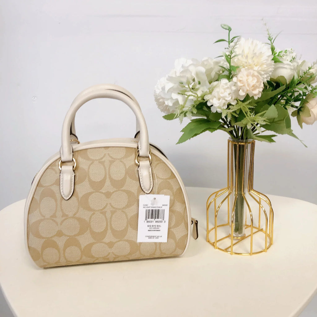Coach CA591 Sydney Satchel In Signature Canvas IN LIGHT KHAKI CHALK