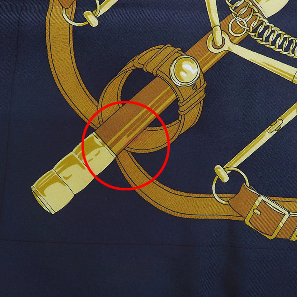 Pre-Owned HERMES Hermes Carre 90 Eperon d'or Golden Spur Pellier Black x Yellow H.d'ORiGNY Scarf Muffler (Good)