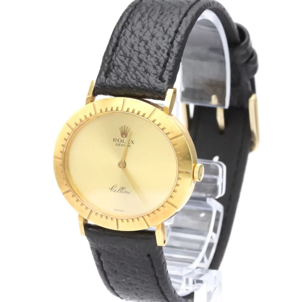 Pre-Owned ROLEX Cellini 18K Gold Leather Hand-Winding Mens Watch 4083 BF558282 (Good)